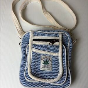 Hemp Blue and White Crossbody Bag